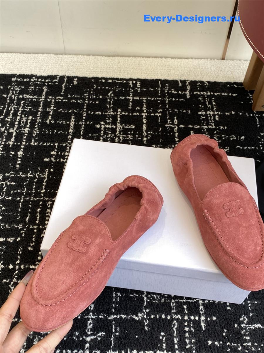 Ce1i*e logo-embroidered pink suede loafers