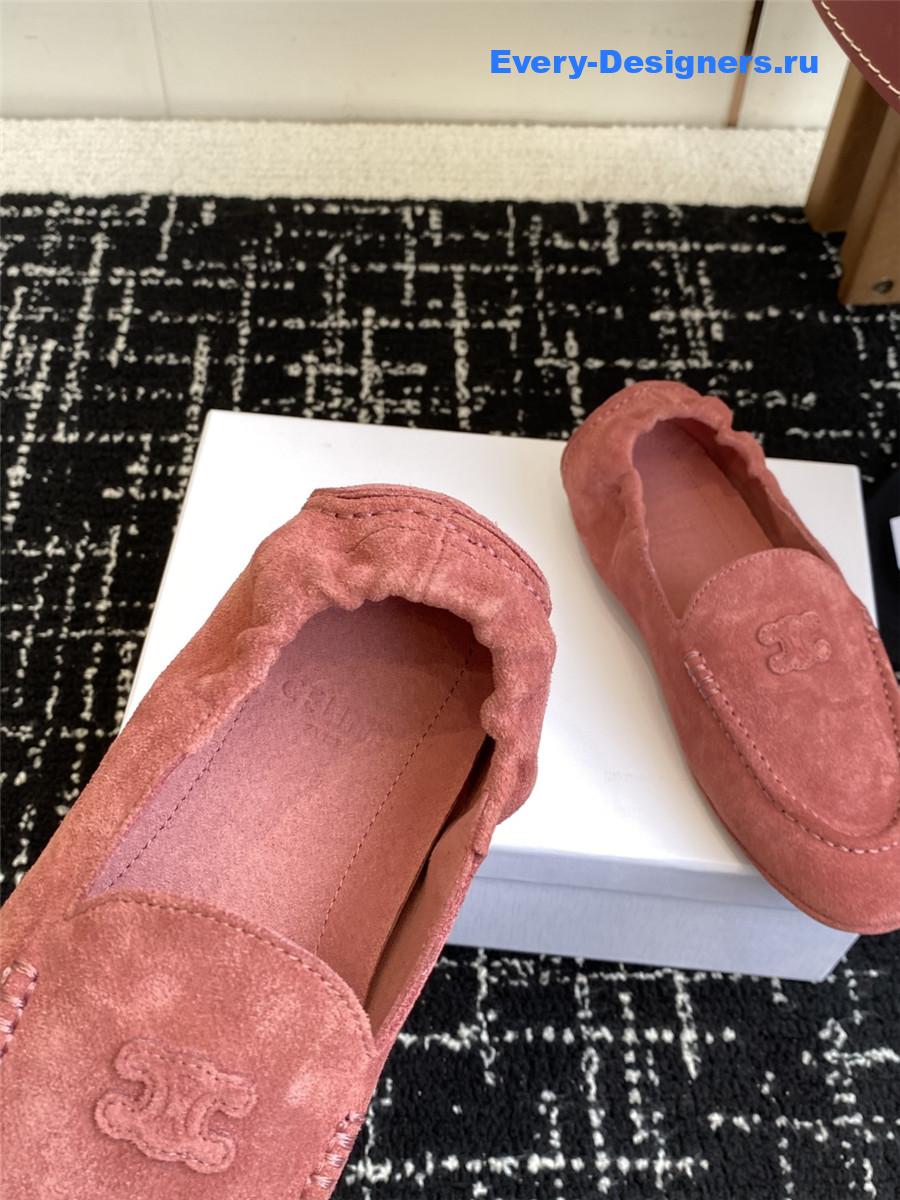 Ce1i*e logo-embroidered pink suede loafers