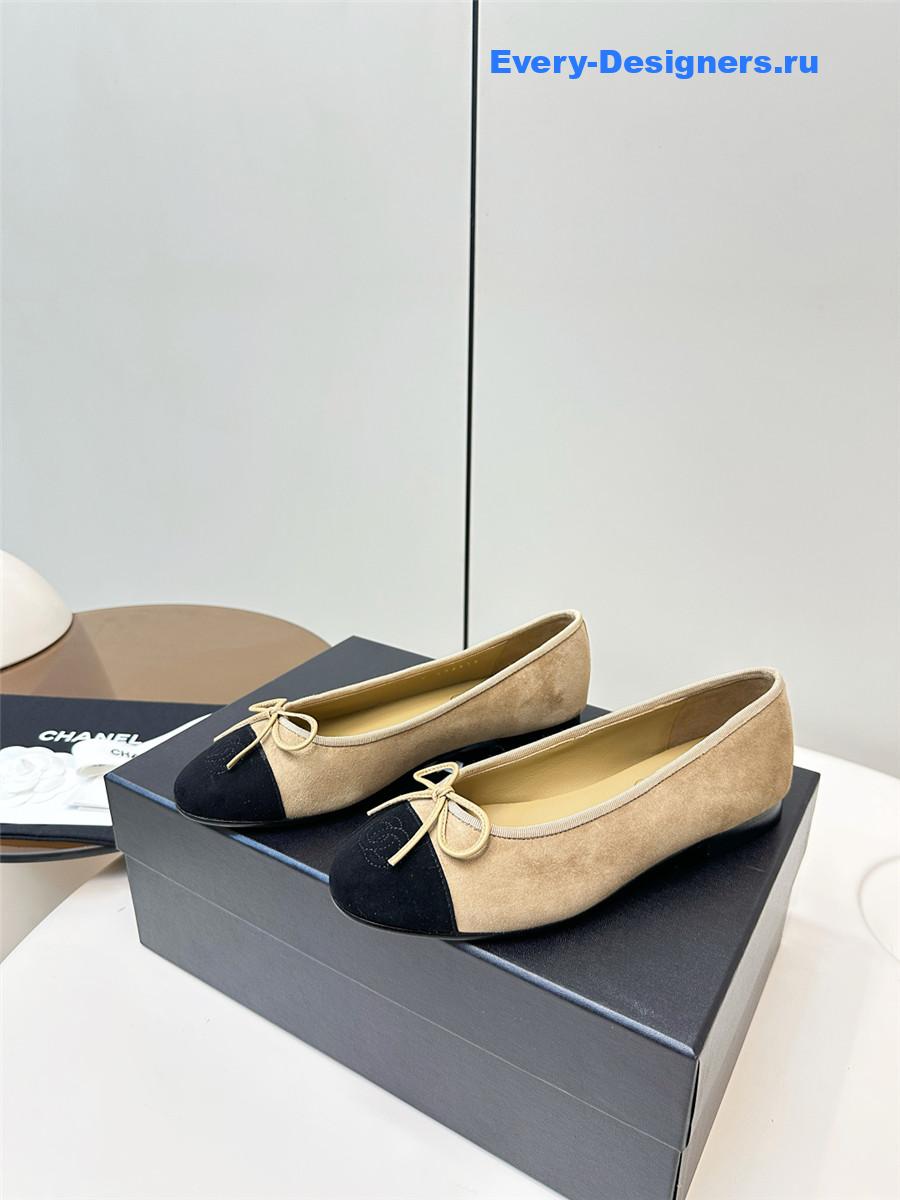 Ch**el brown & black leather cc ballet flats