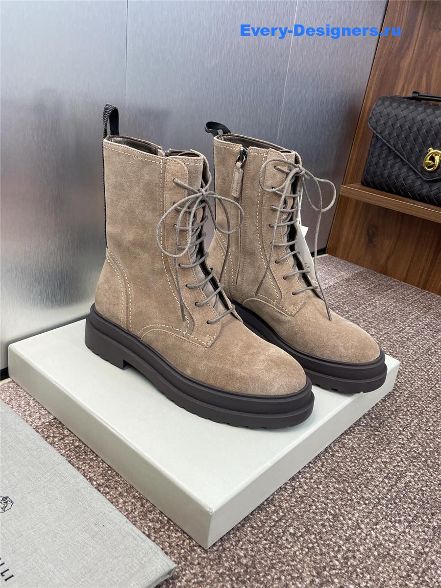 BC Beige Suede Combat Boots