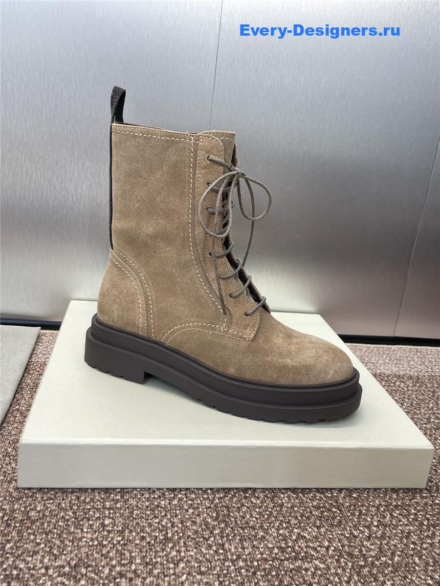 BC Beige Suede Combat Boots