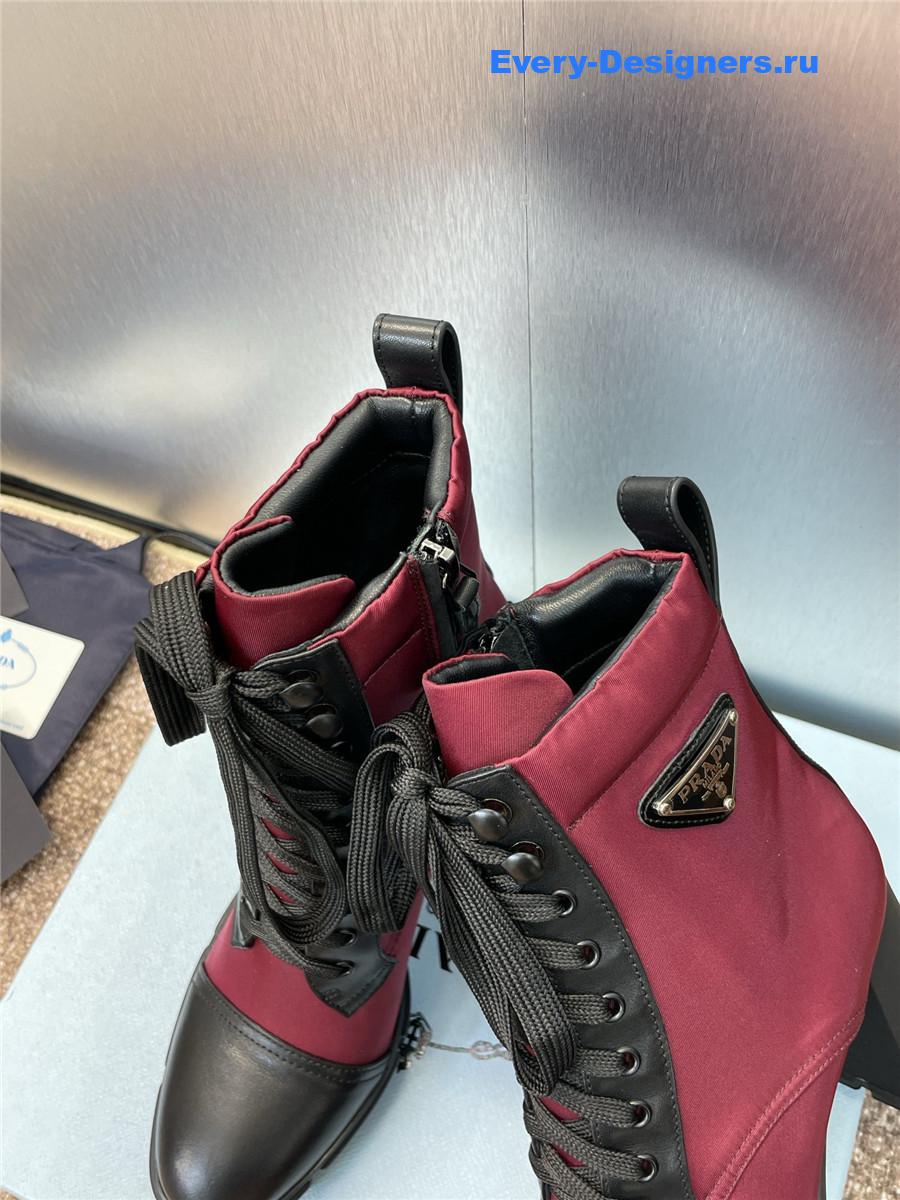Pra*a burgundy nylon lace-up ankle boots