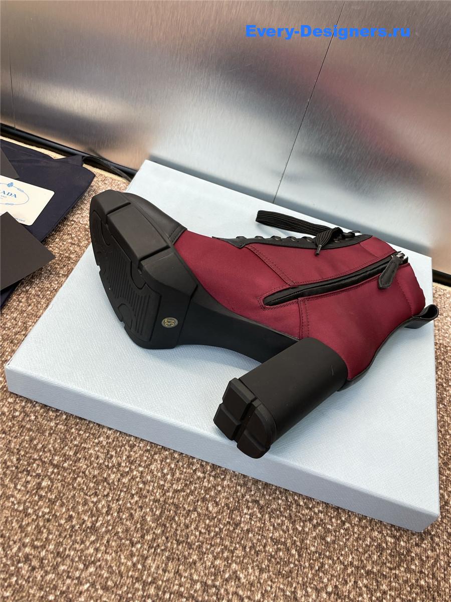Pra*a burgundy nylon lace-up ankle boots