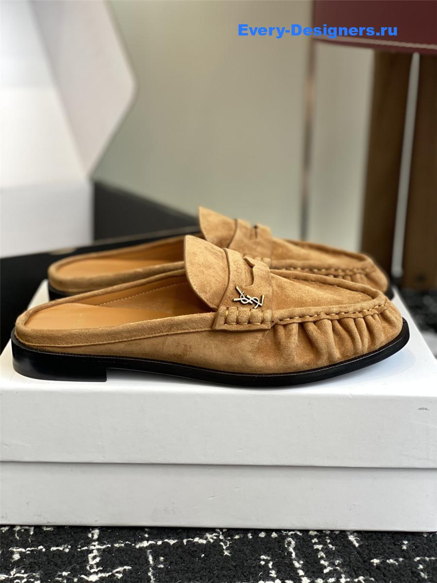 Sa1nt Lau*nt le loafer 15 brown suede slides