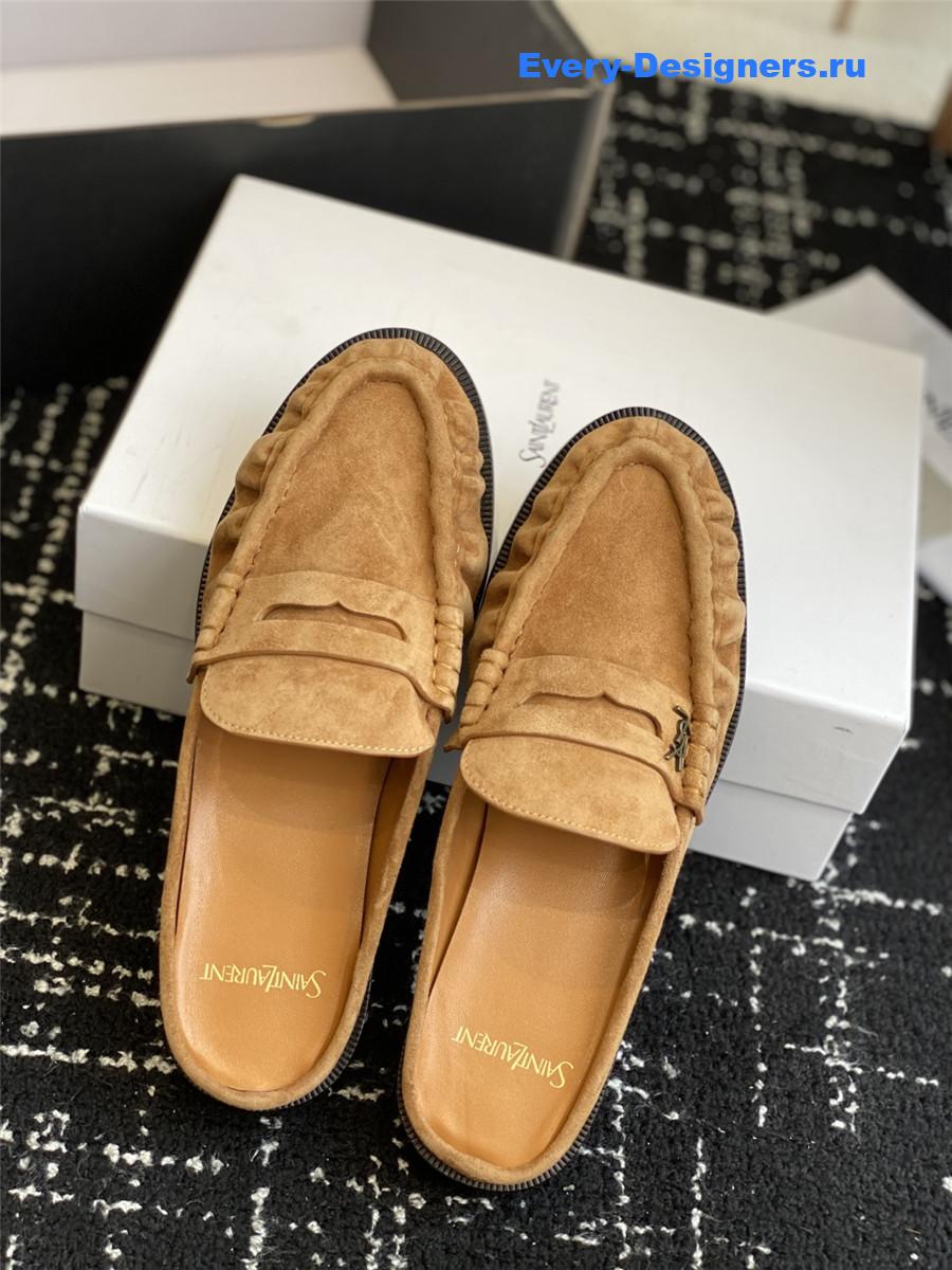 Sa1nt Lau*nt le loafer 15 brown suede slides