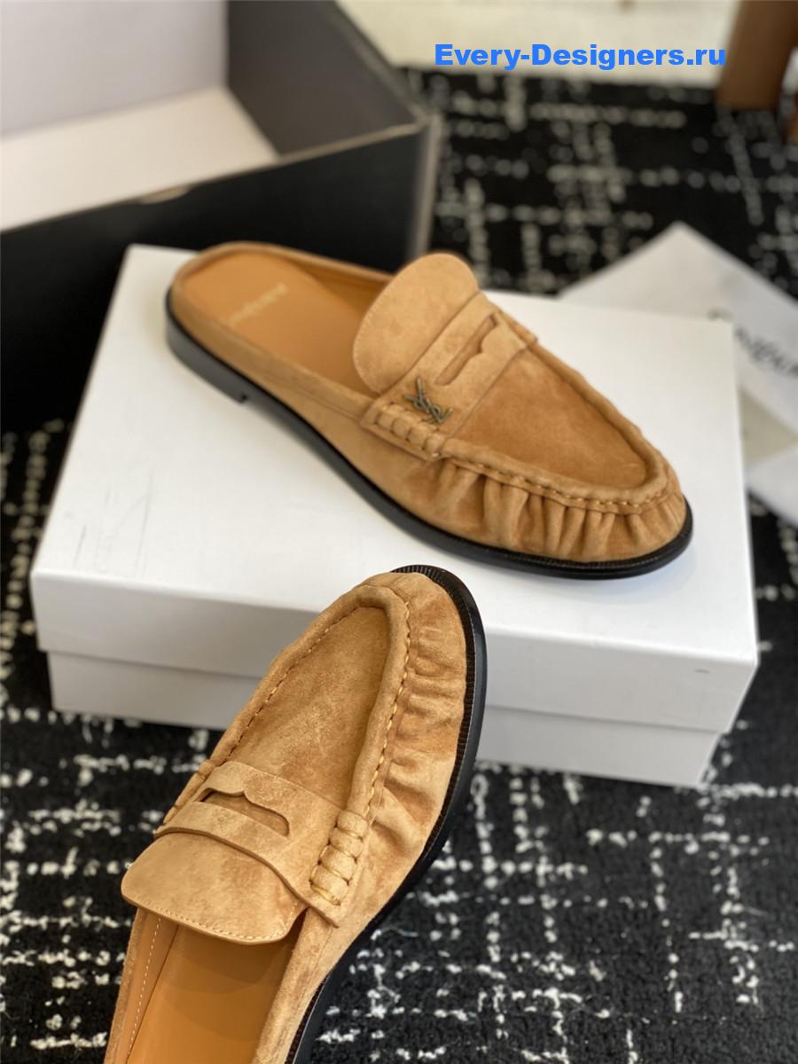 Sa1nt Lau*nt le loafer 15 brown suede slides