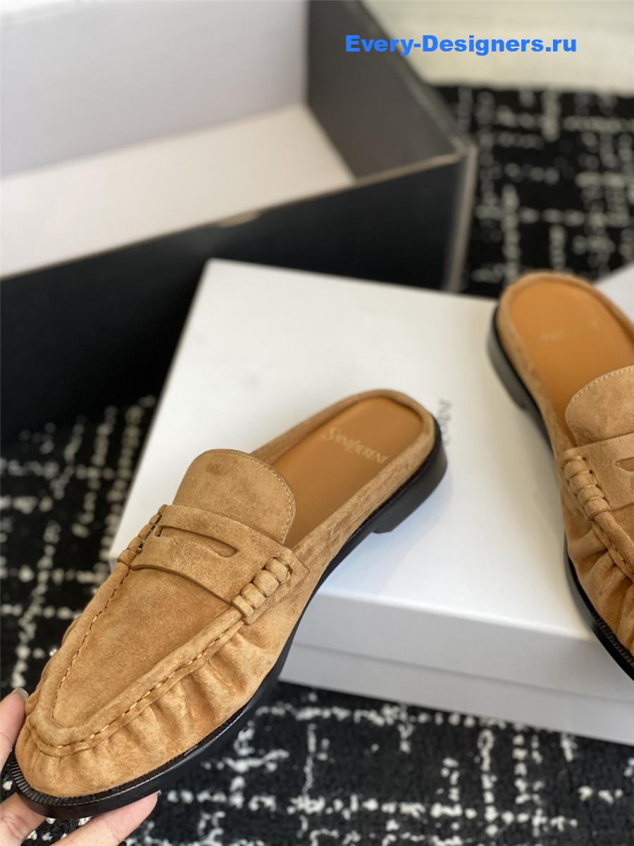 Sa1nt Lau*nt le loafer 15 brown suede slides