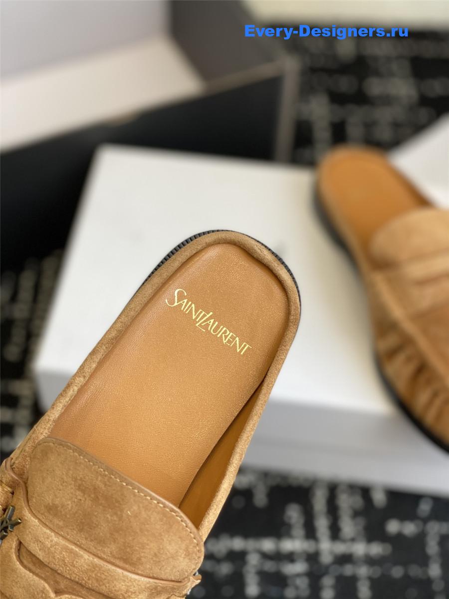 Sa1nt Lau*nt le loafer 15 brown suede slides