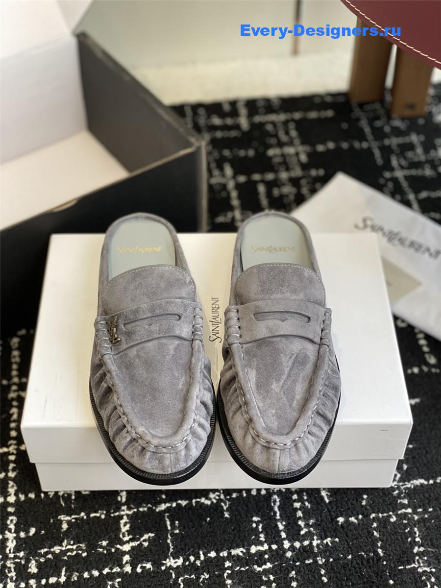 Sa1nt Lau*nt le loafer 15 gray suede slides