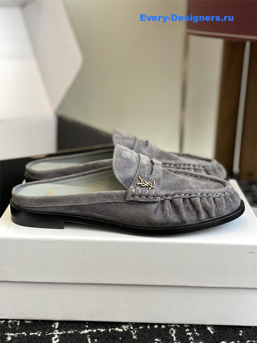 Sa1nt Lau*nt le loafer 15 gray suede slides