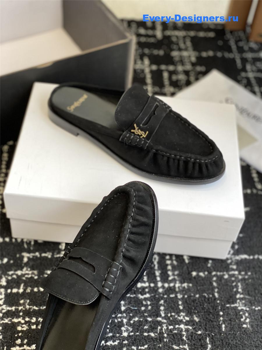 Sa1nt Lau*nt le loafer 15 black suede slides