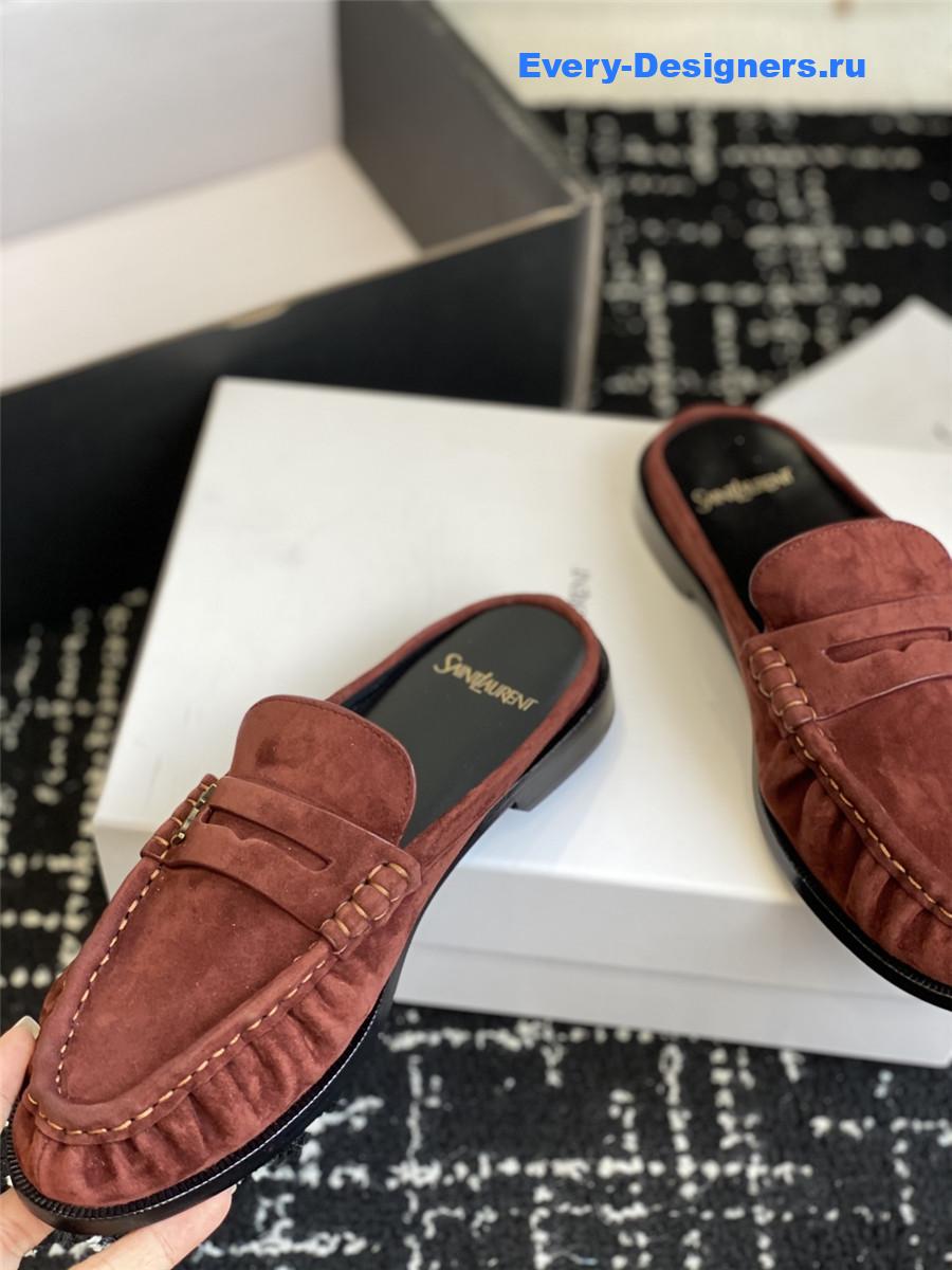 Sa1nt Lau*nt le loafer 15 burgundy suede slides