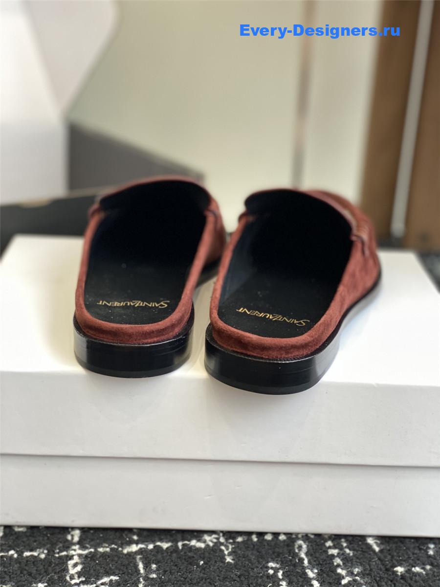 Sa1nt Lau*nt le loafer 15 burgundy suede slides