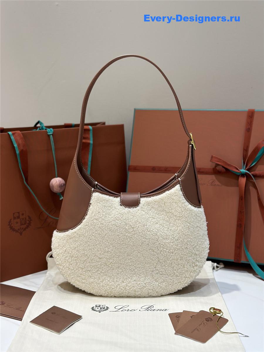 L0r0 P1ana bobbin large faux shearling shoulder bag in white