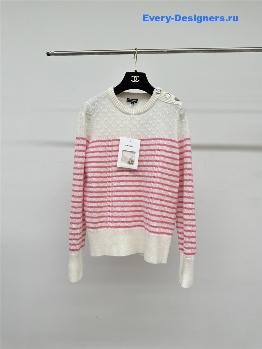 Ch**el red & white striped cashmere sweater