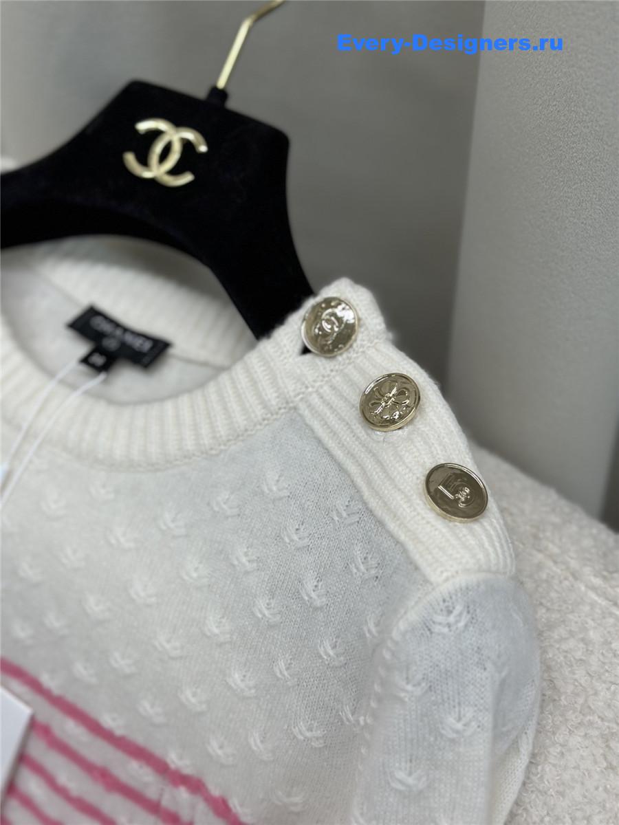 Ch**el red & white striped cashmere sweater