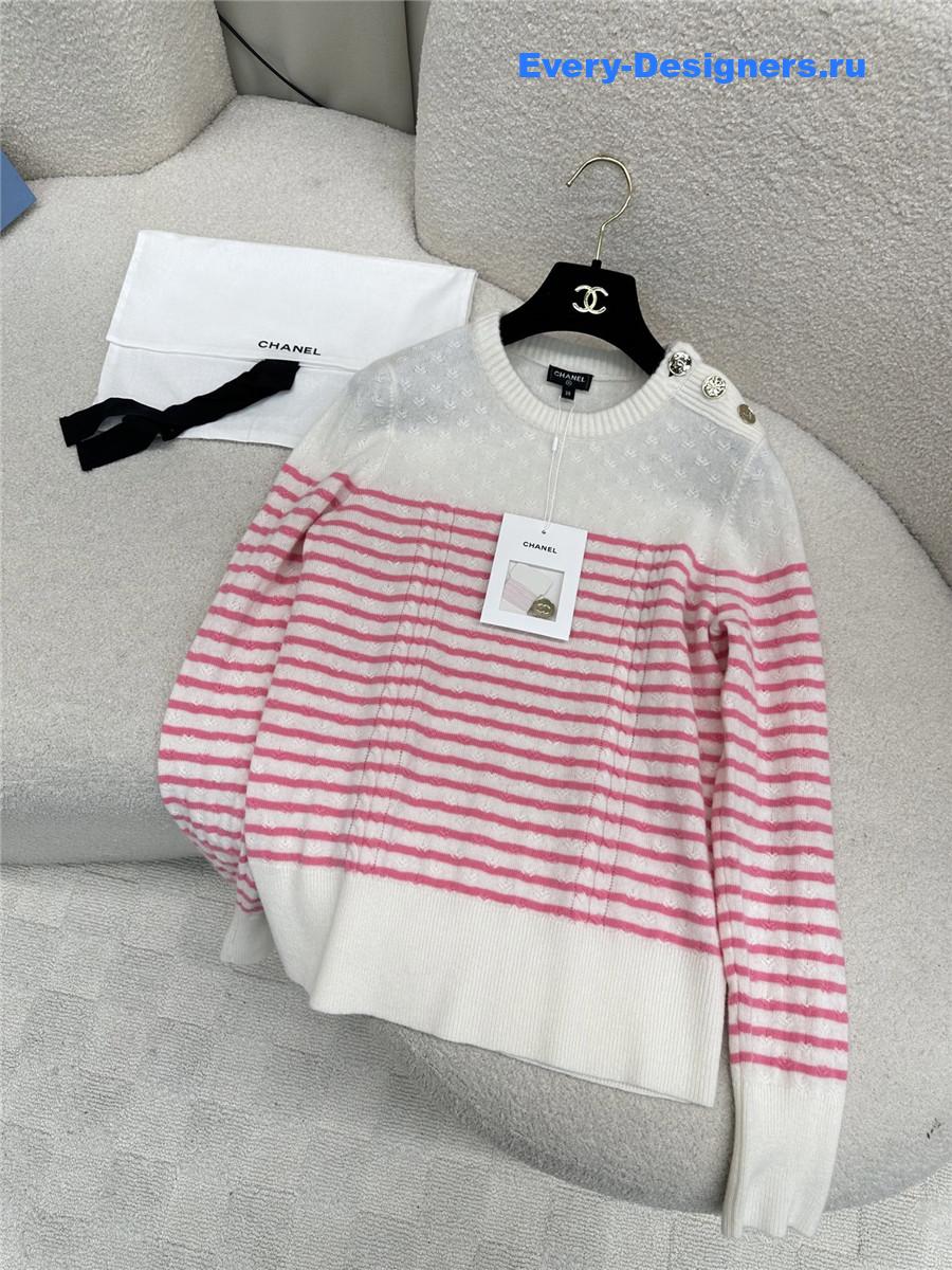 Ch**el red & white striped cashmere sweater