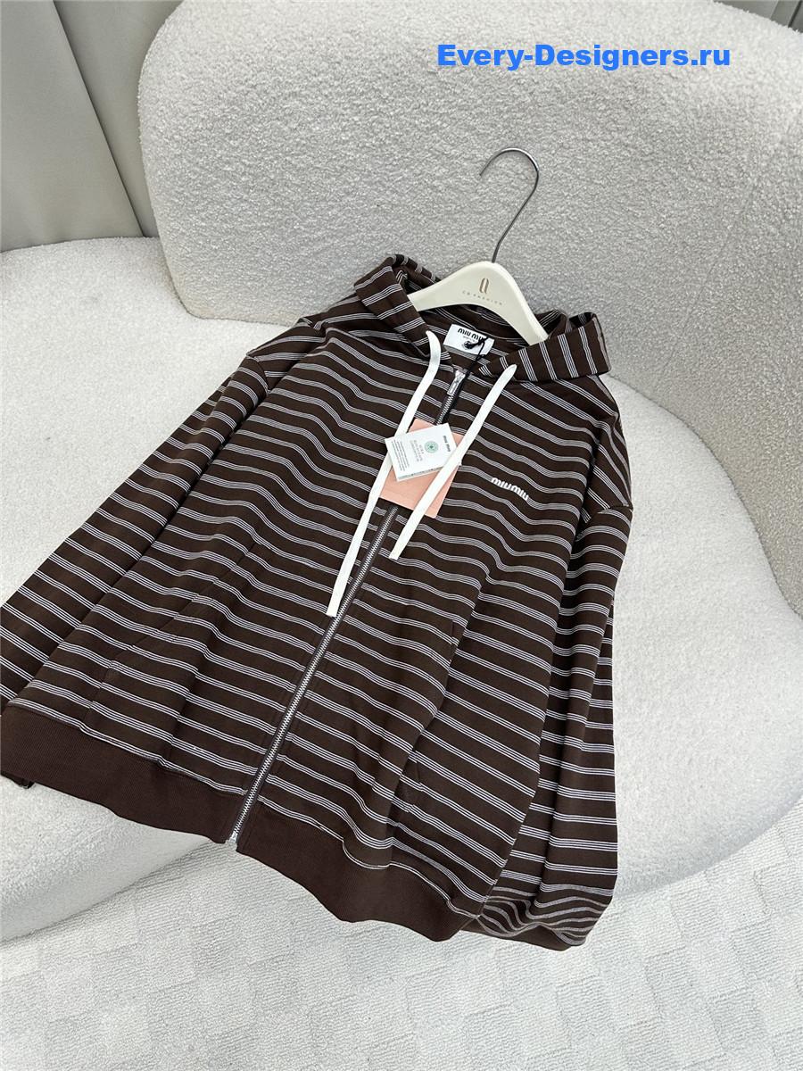 Miu Miu Brown Hooded zip-up Sweatshirt