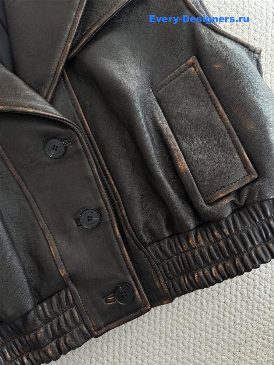 Miu Miu Women Logo Nappa Vest In Brown