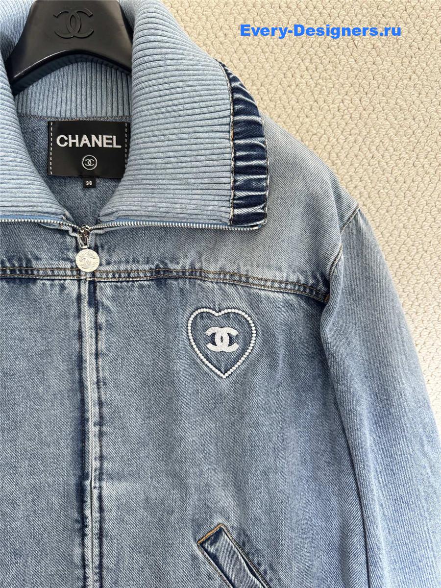 Ch**el blue embroidered denim jacket
