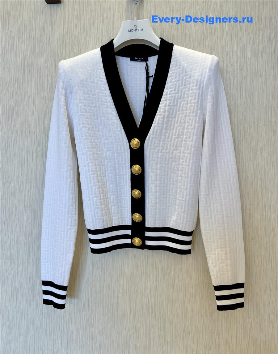 Balmain Monogrammed Knit Cardigan