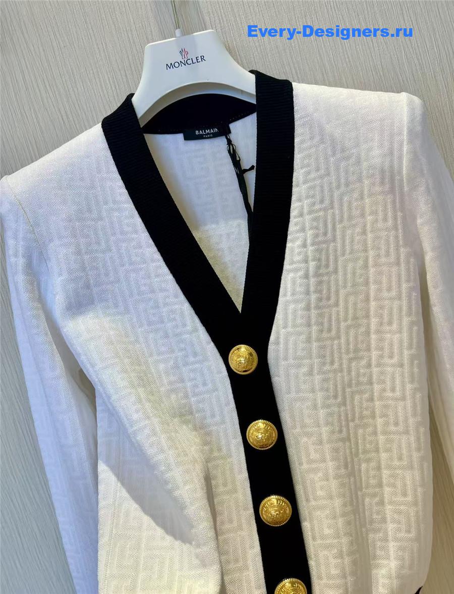 Balmain Monogrammed Knit Cardigan
