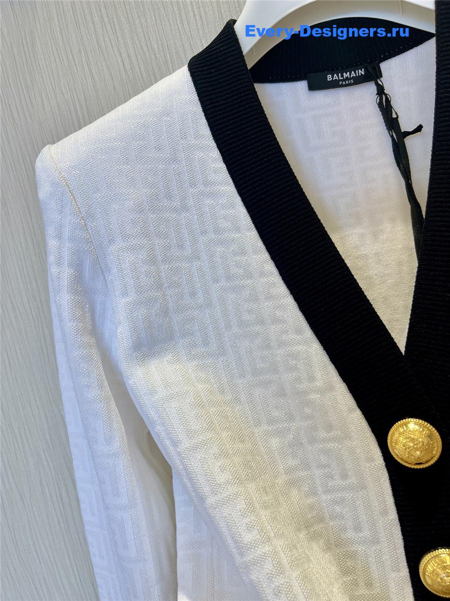 Balmain Monogrammed Knit Cardigan