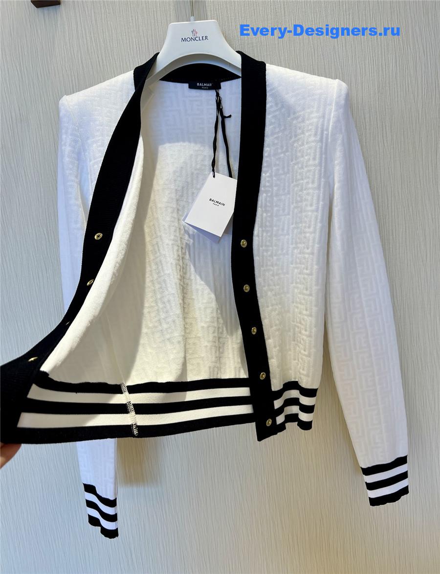 Balmain Monogrammed Knit Cardigan
