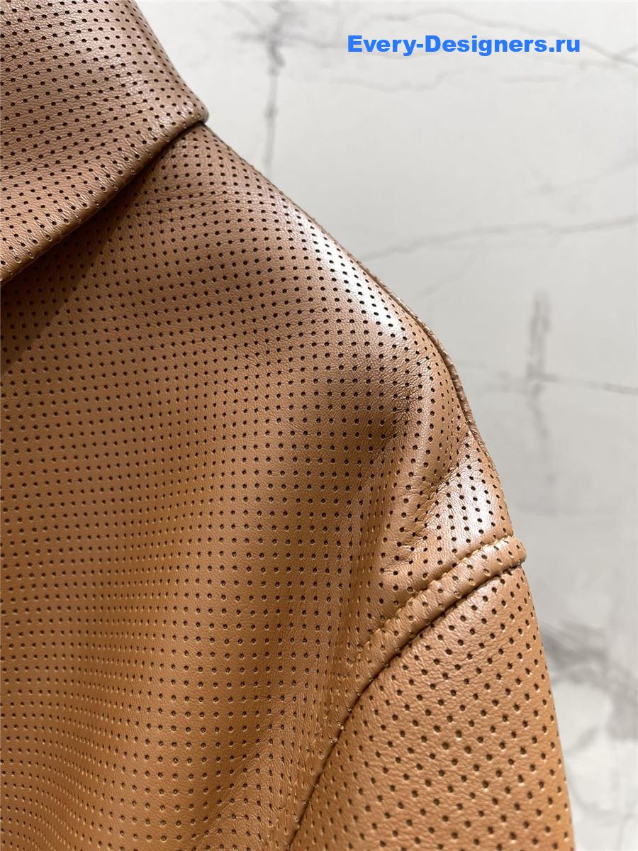 L0ew* brown nappa lambskin shirt