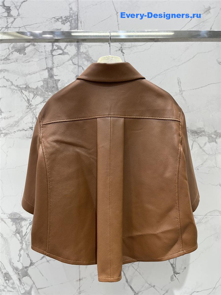 L0ew* brown nappa lambskin shirt
