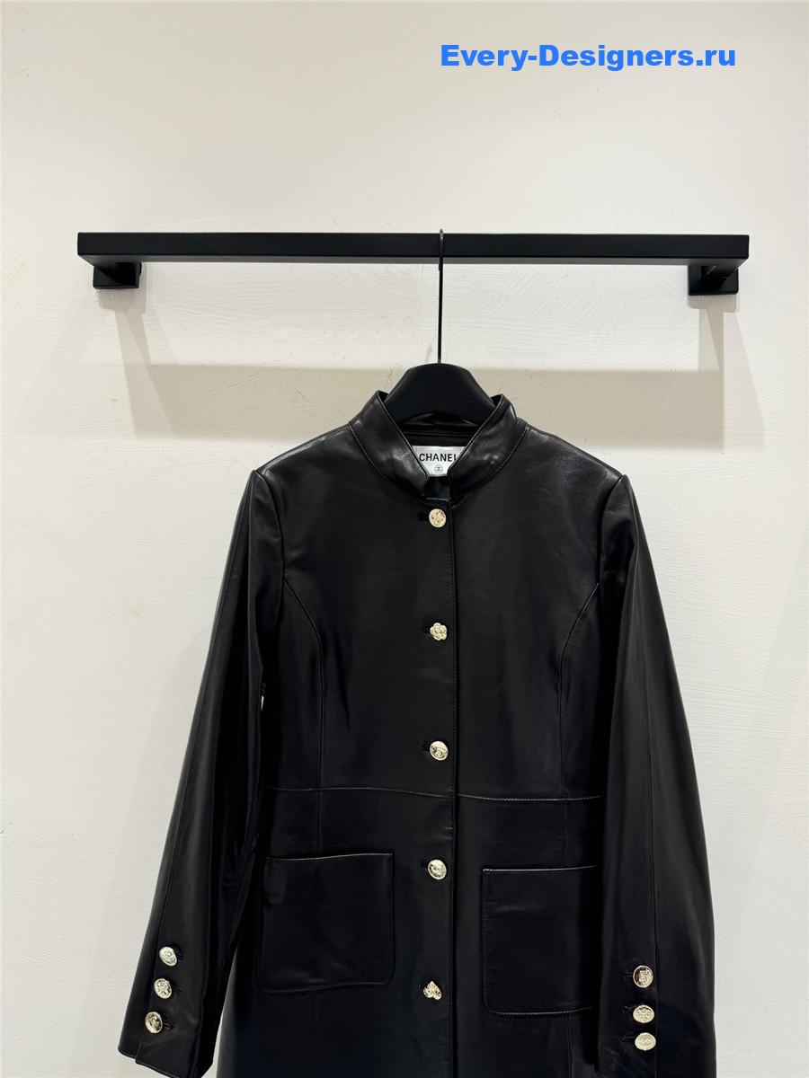 Ch**el black lambskin coat