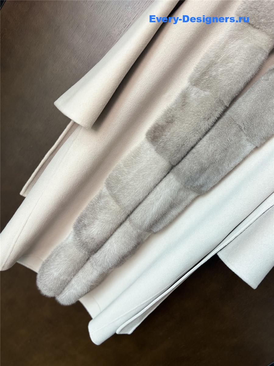 L0r0 P1ana beige cashmere wool jacket with mink fur