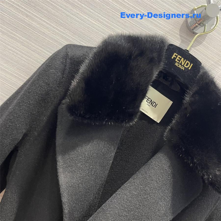 F**di fur-trim coat in black