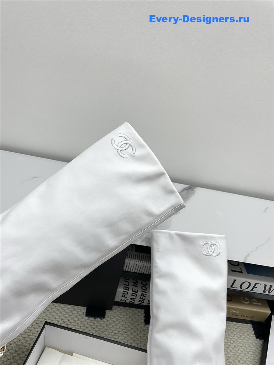 Ch**el white suede cuffed high boots