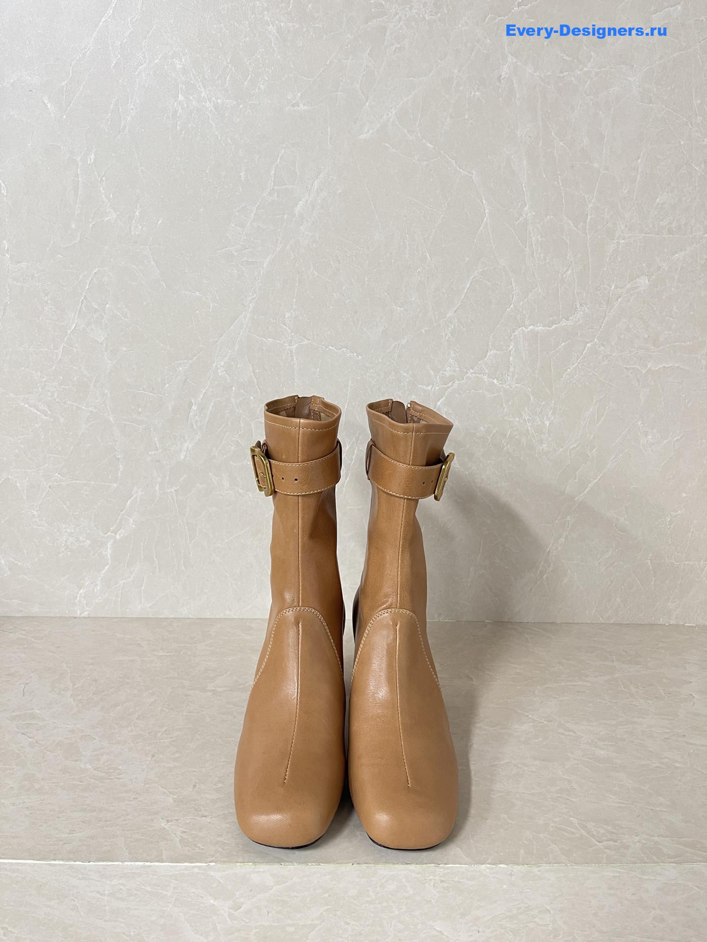 Miu Miu Brown Leather Biker Boots