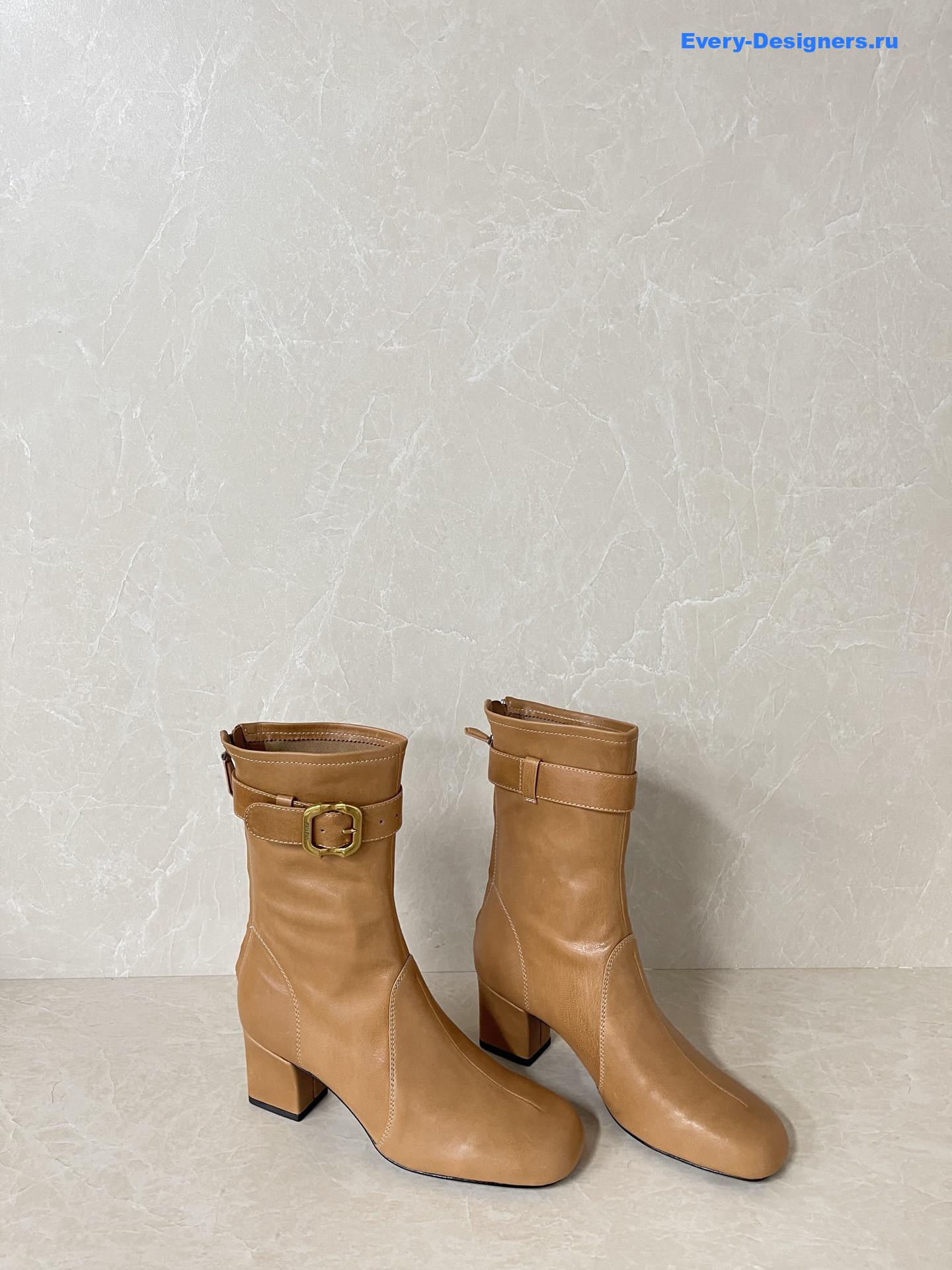 Miu Miu Brown Leather Biker Boots