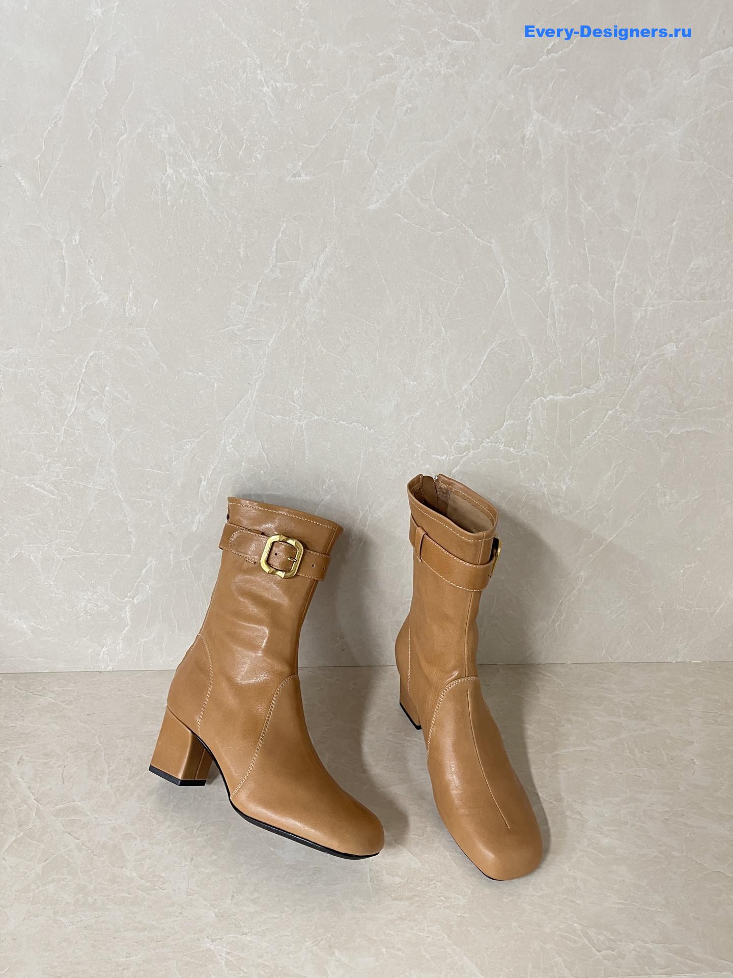 Miu Miu Brown Leather Biker Boots