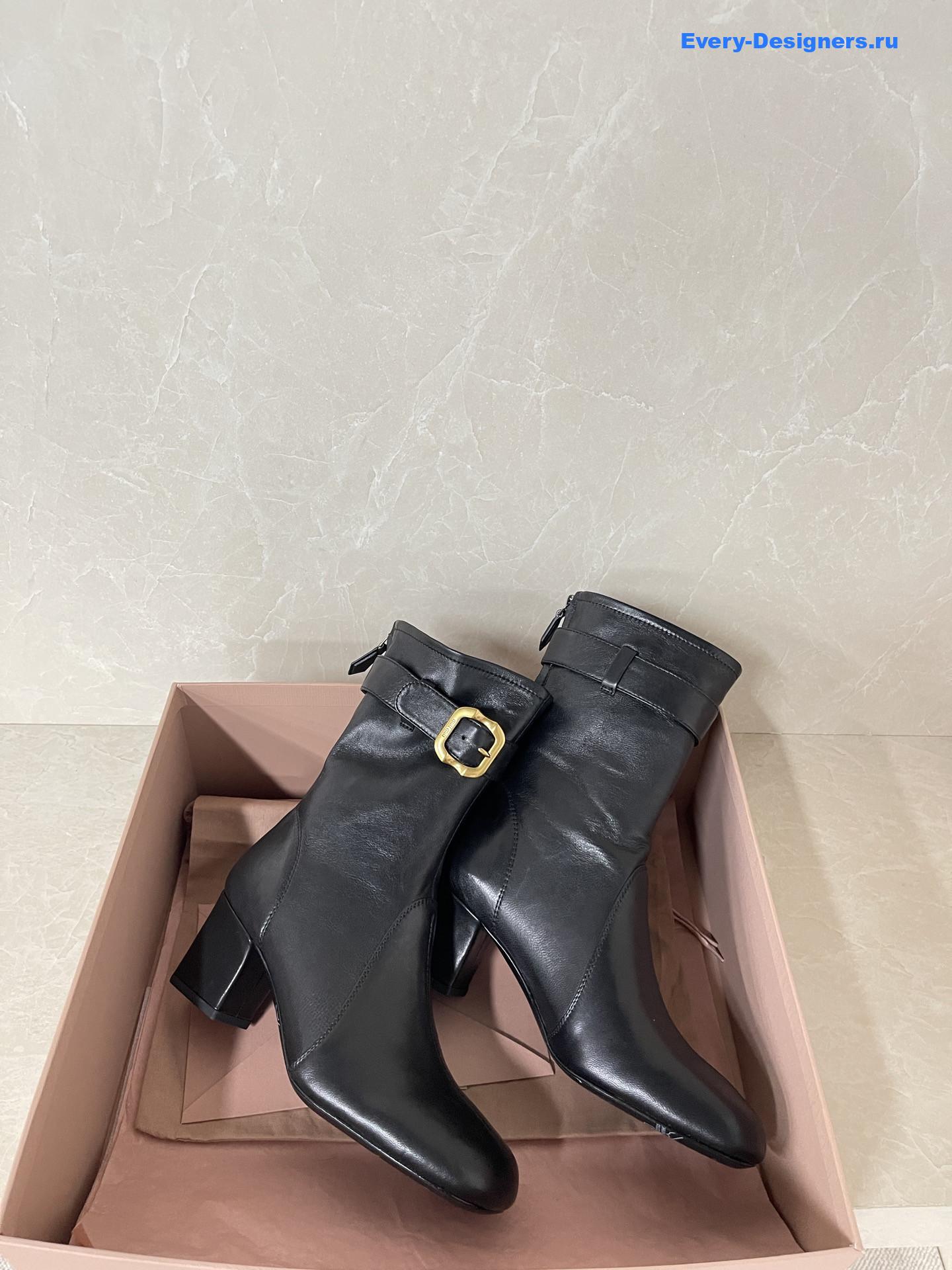 Miu Miu Black Leather Biker Boots