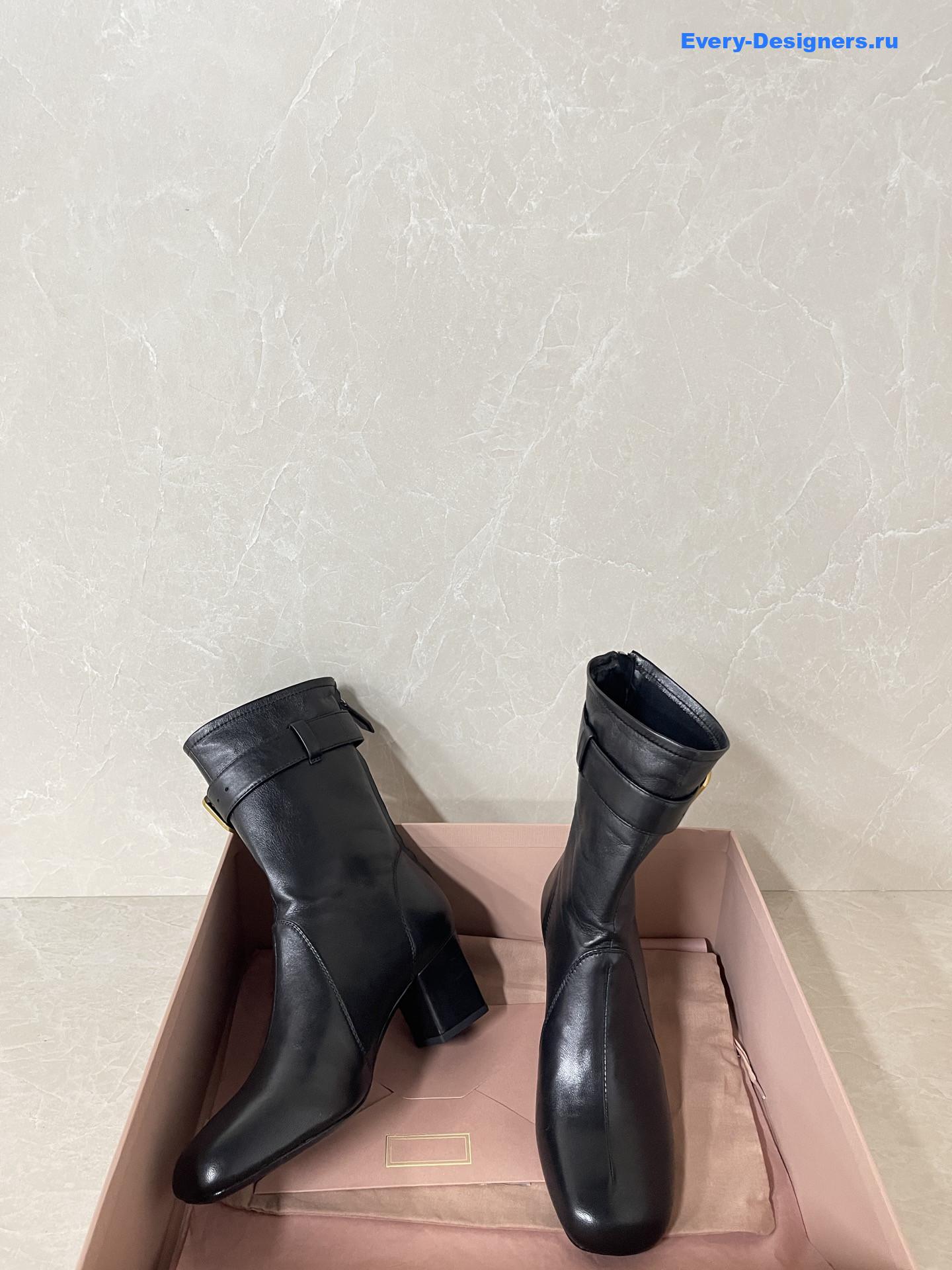 Miu Miu Black Leather Biker Boots