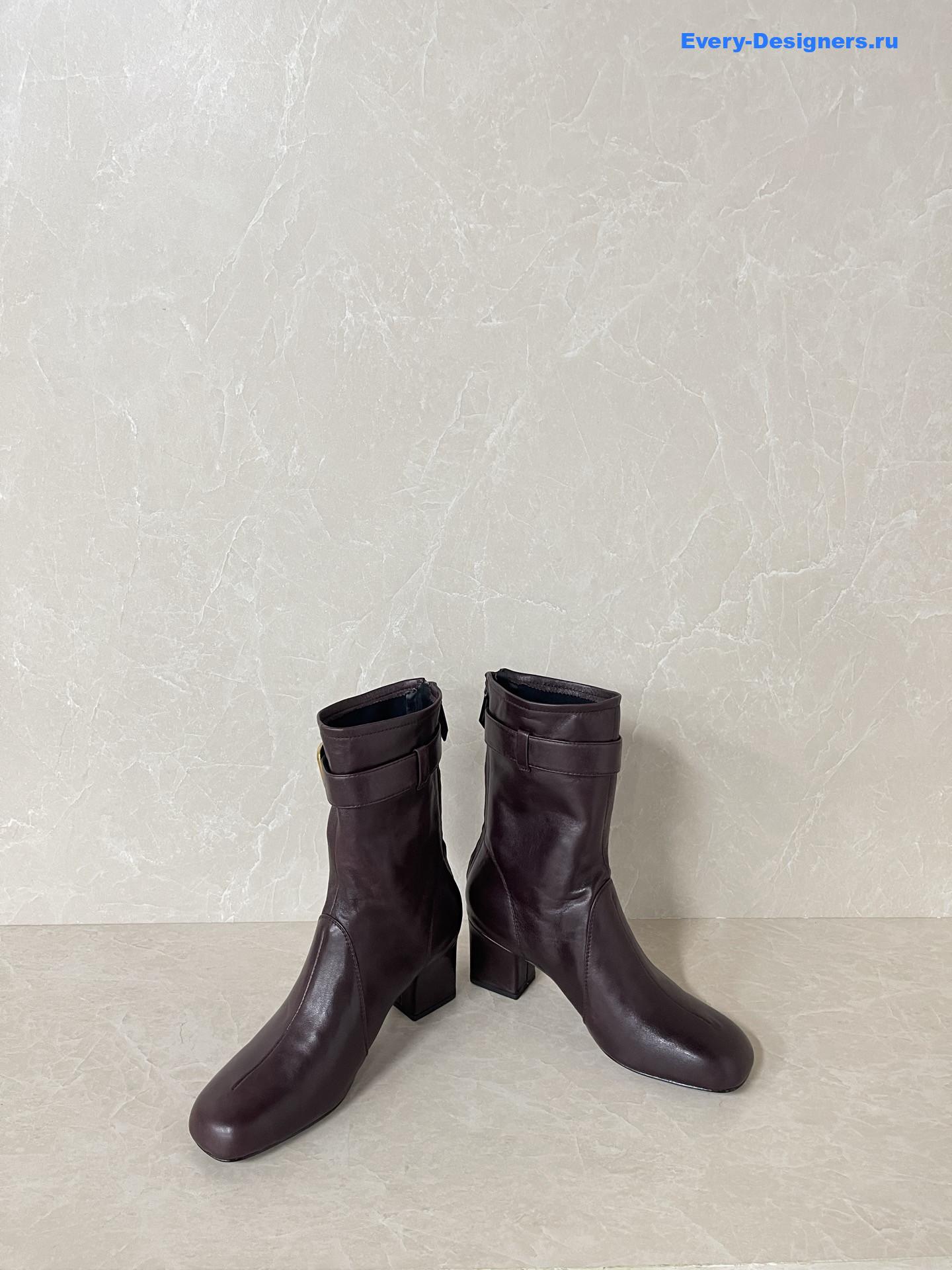 Miu Miu Burgundy Leather Biker Boots