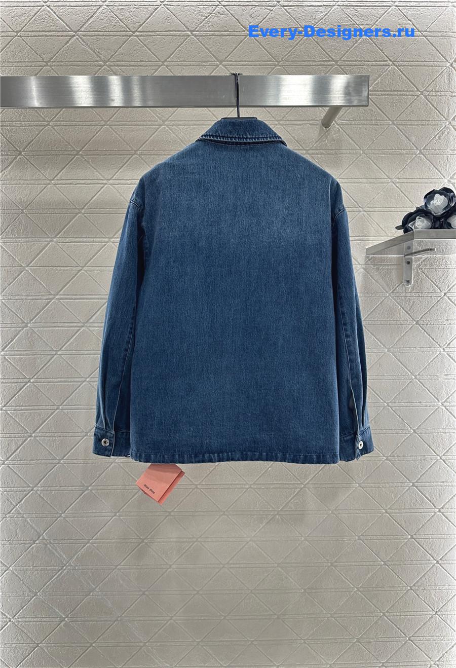 Miu Miu Navy Cashmere Denim Blouson Jacket