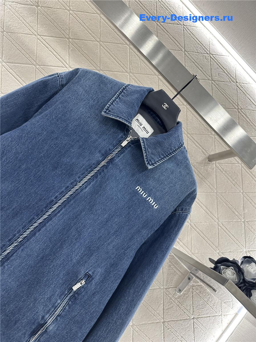 Miu Miu Navy Cashmere Denim Blouson Jacket