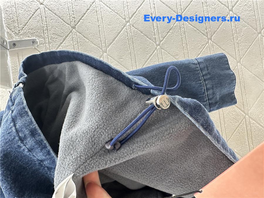 Miu Miu Navy Cashmere Denim Blouson Jacket