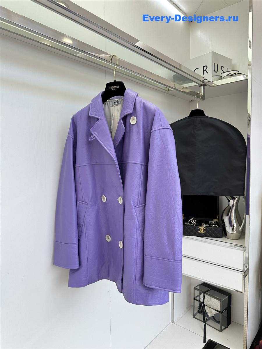 H**me5 long purple leather jacket