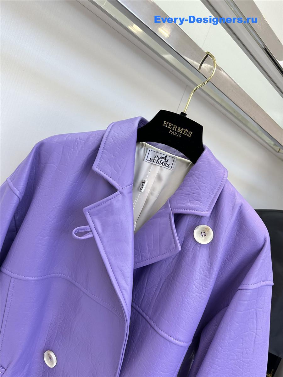 H**me5 long purple leather jacket
