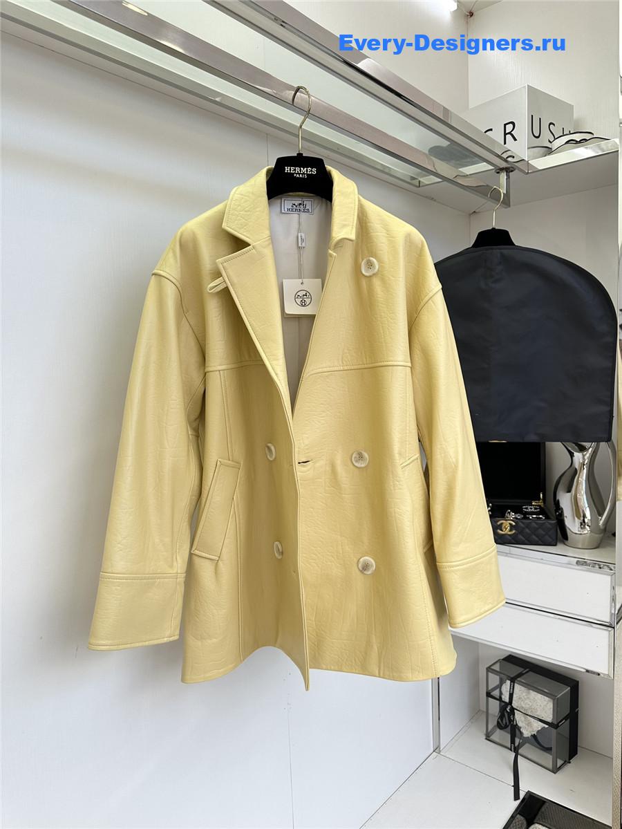 H**me5 long yellow leather jacket