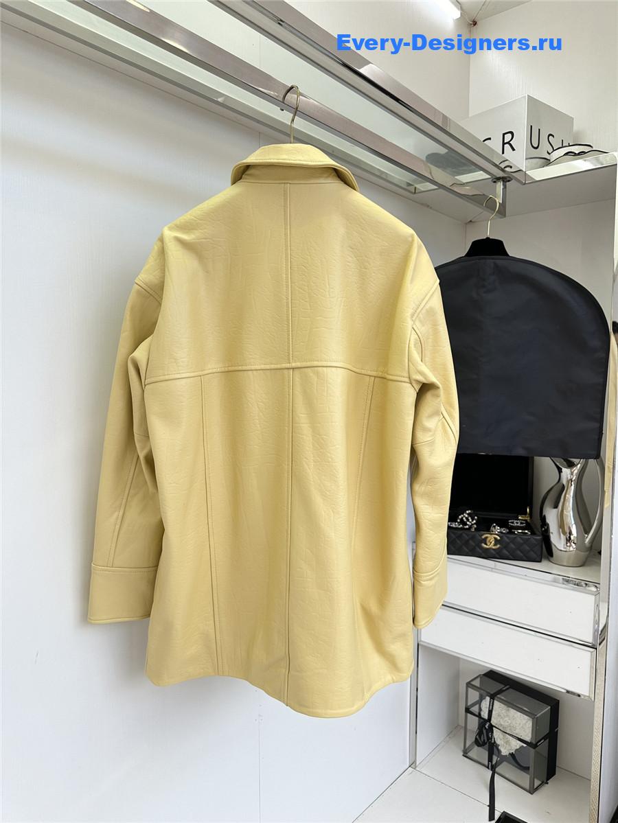 H**me5 long yellow leather jacket