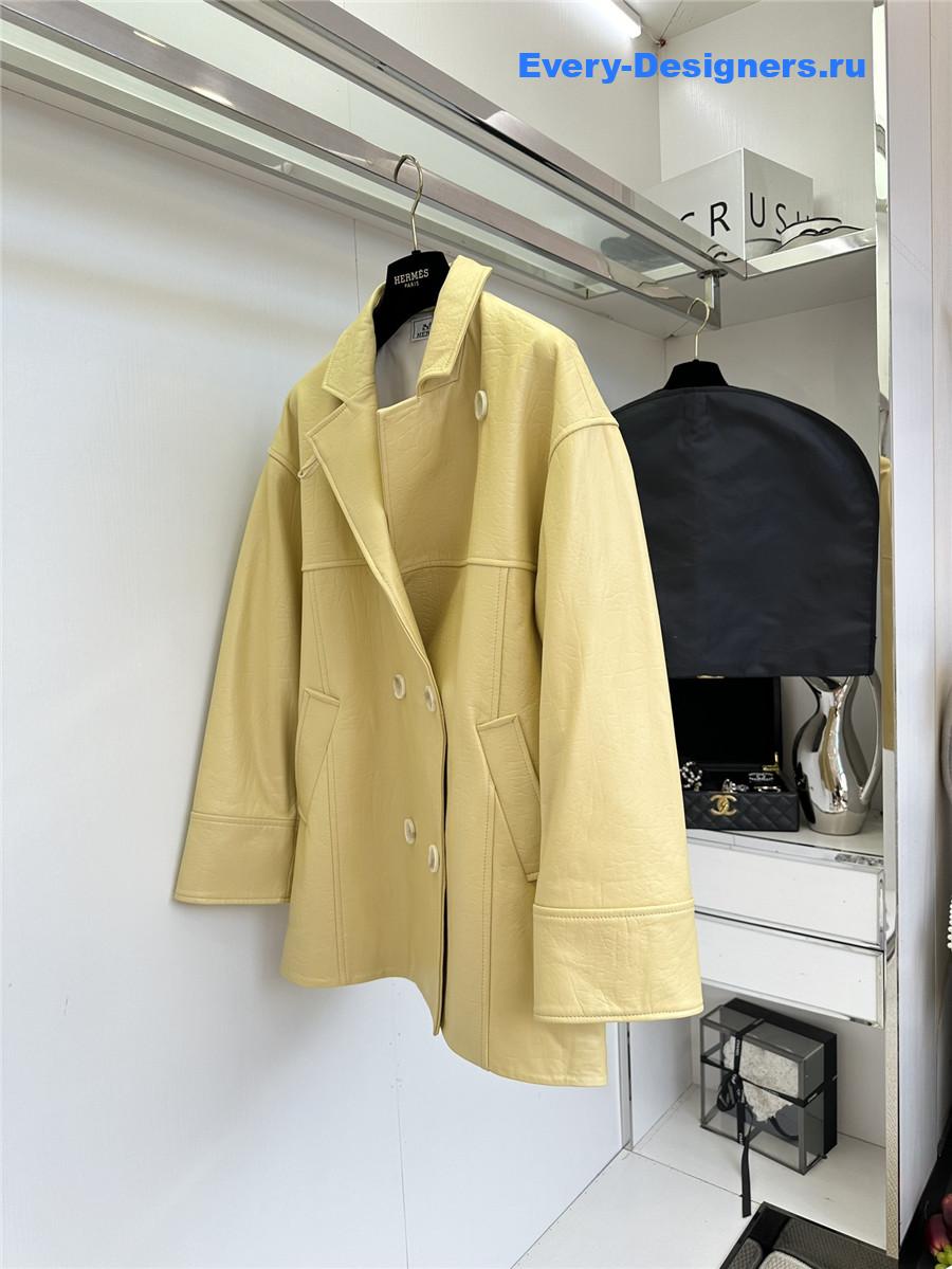 H**me5 long yellow leather jacket