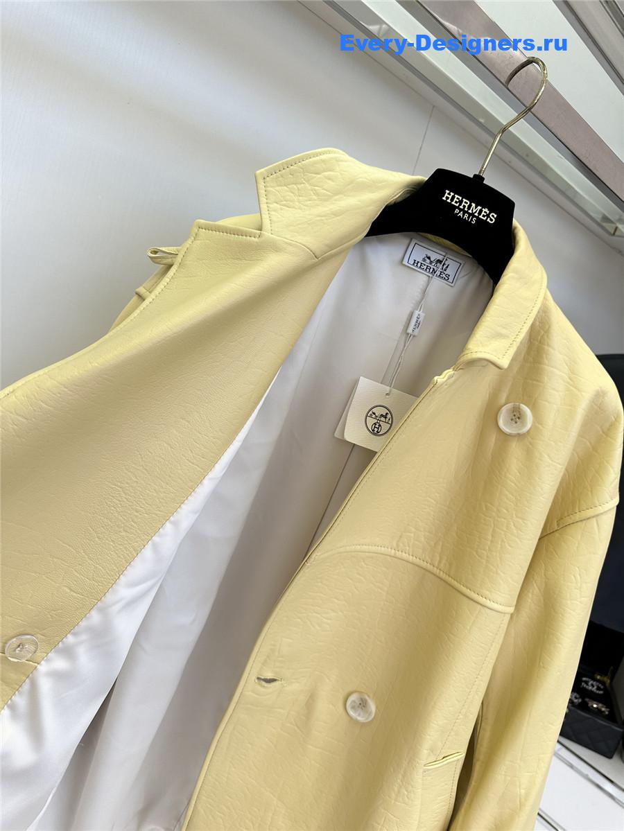 H**me5 long yellow leather jacket