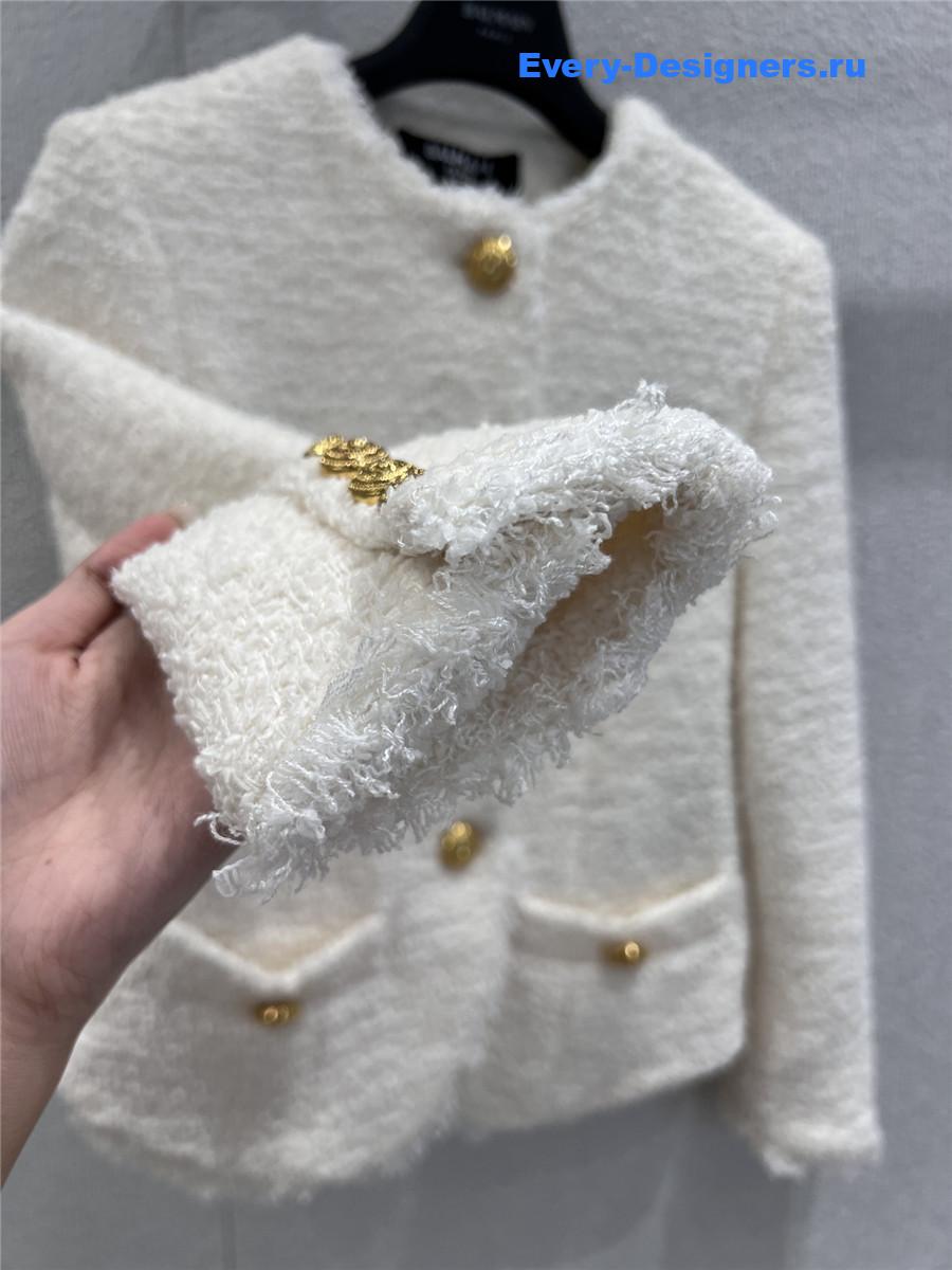 Balmain Collarless Tweed Jacket